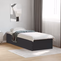 vidaXL Bed Frame Bed Base Sonoma Oak 75x190 cm Small Single Engineered Wood - black, 100 x 200 cm/ 35 cm - Additional view 2