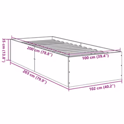 vidaXL Bed Frame Bed Base Sonoma Oak 75x190 cm Small Single Engineered Wood - black, 100 x 200 cm/ 35 cm - Additional view 9