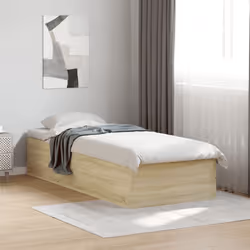 vidaXL Bed Frame Bed Base Sonoma Oak 75x190 cm Small Single Engineered Wood - sonoma oak, 100 x 200 cm/ 35 cm