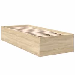 vidaXL Bed Frame Bed Base Sonoma Oak 75x190 cm Small Single Engineered Wood - sonoma oak, 100 x 200 cm/ 35 cm - Additional view 5