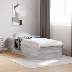 vidaXL Bed Frame Bed Base Sonoma Oak 75x190 cm Small Single Engineered Wood - grey sonoma, 100 x 200 cm/ 35 cm - Additional view 2