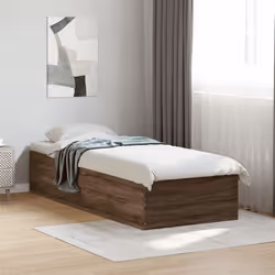 vidaXL Bed Frame Bed Base Sonoma Oak 75x190 cm Small Single Engineered Wood - brown oak, 100 x 200 cm/ 35 cm