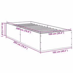 vidaXL Bed Frame Bed Base Sonoma Oak 75x190 cm Small Single Engineered Wood - brown oak, 100 x 200 cm/ 35 cm - Additional view 9