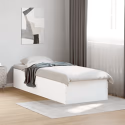 vidaXL Bed Frame Bed Base Sonoma Oak 75x190 cm Small Single Engineered Wood - white, 90 x 200 cm/ 35 cm - Additional view 2