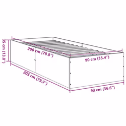 vidaXL Bed Frame Bed Base Sonoma Oak 75x190 cm Small Single Engineered Wood - white, 90 x 200 cm/ 35 cm - Additional view 9