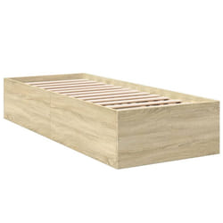 vidaXL Bed Frame Bed Base Sonoma Oak 75x190 cm Small Single Engineered Wood - sonoma oak, 90 x 200 cm/ 35 cm