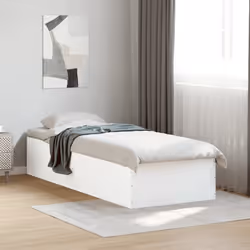 vidaXL Bed Frame Bed Base Sonoma Oak 75x190 cm Small Single Engineered Wood - white, 90 x 190 cm/ 35 cm - Additional view 2