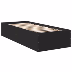 vidaXL Bed Frame Bed Base Sonoma Oak 75x190 cm Small Single Engineered Wood - black, 90 x 190 cm/ 35 cm