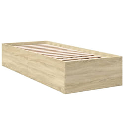 vidaXL Bed Frame Bed Base Sonoma Oak 75x190 cm Small Single Engineered Wood - sonoma oak, 90 x 190 cm/ 35 cm