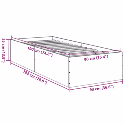vidaXL Bed Frame Bed Base Sonoma Oak 75x190 cm Small Single Engineered Wood - sonoma oak, 90 x 190 cm/ 35 cm - Additional view 9