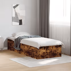 vidaXL Bed Frame Bed Base Sonoma Oak 75x190 cm Small Single Engineered Wood - smoked oak, 90 x 190 cm/ 35 cm - Additional view 2