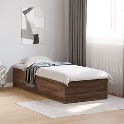 vidaXL Bed Frame Bed Base Sonoma Oak 75x190 cm Small Single Engineered Wood - brown oak, 90 x 190 cm/ 35 cm - Additional view 2