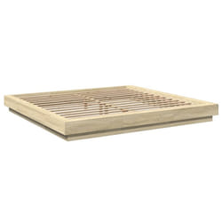 vidaXL Bed Frame and LED Lights Bed Base Mattress Foundation Engineered Wood - sonoma oak, 200 x 200 cm