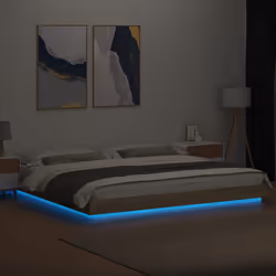 vidaXL Bed Frame and LED Lights Bed Base Mattress Foundation Engineered Wood - sonoma oak, 200 x 200 cm