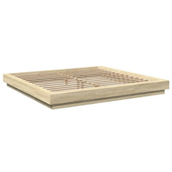vidaXL Bed Frame and LED Lights Bed Base Mattress Foundation Engineered Wood - sonoma oak, 180 x 200 cm