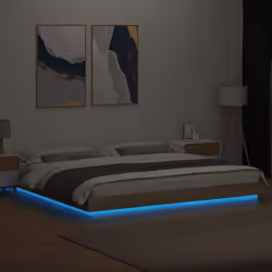 vidaXL Bed Frame and LED Lights Bed Base Mattress Foundation Engineered Wood - sonoma oak, 180 x 200 cm