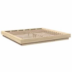 vidaXL Bed Frame and LED Lights Bed Base Mattress Foundation Engineered Wood - sonoma oak, 180 x 200 cm - Additional view 6