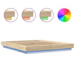 vidaXL Bed Frame and LED Lights Bed Base Mattress Foundation Engineered Wood - sonoma oak, 160 x 200 cm - Additional view 7