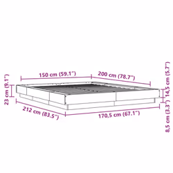 vidaXL Bed Frame and LED Lights Bed Base Mattress Foundation Engineered Wood - sonoma oak, 150 x 200 cm