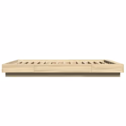 vidaXL Bed Frame and LED Lights Bed Base Mattress Foundation Engineered Wood - sonoma oak, 140 x 200 cm - Additional view 5