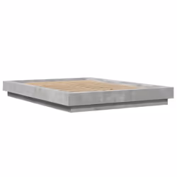 vidaXL Bed Frame and LED Lights Bed Base Mattress Foundation Engineered Wood - concrete grey, 140 x 200 cm