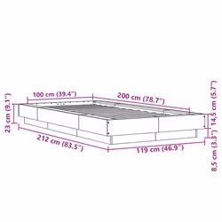 vidaXL Bed Frame with LED Lights Bed Sonoma Oak 100x200cm Engineered Wood