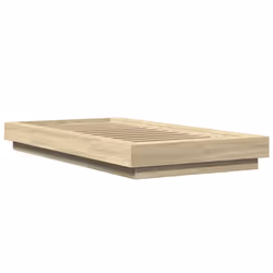 vidaXL Bed Frame and LED Lights Bed Base Mattress Foundation Engineered Wood - sonoma oak, 90 x 200 cm