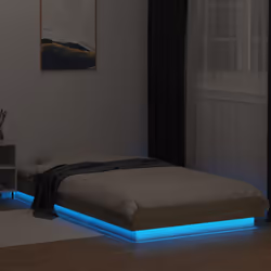 vidaXL Bed Frame and LED Lights Bed Base Mattress Foundation Engineered Wood - sonoma oak, 90 x 200 cm