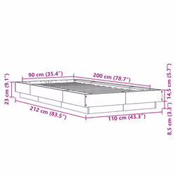 vidaXL Bed Frame and LED Lights Bed Base Mattress Foundation Engineered Wood - sonoma oak, 90 x 200 cm