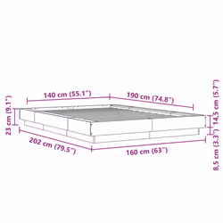 vidaXL Bed Frame and LED Lights Bed Base Mattress Foundation Engineered Wood - sonoma oak, 140 x 190 cm - Additional view 3