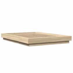 vidaXL Bed Frame and LED Lights Bed Base Mattress Foundation Engineered Wood - sonoma oak, 135 x 190 cm
