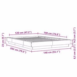 vidaXL Bed Frame and LED Lights Bed Base Mattress Foundation Engineered Wood - sonoma oak, 120 x 190 cm