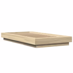 vidaXL Bed Frame and LED Lights Bed Base Mattress Foundation Engineered Wood - sonoma oak, 75 x 190 cm