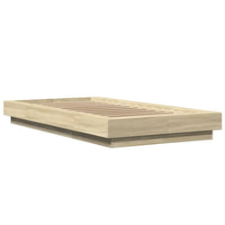 vidaXL Bed Frame and LED Lights Bed Base Mattress Foundation Engineered Wood - sonoma oak, 75 x 190 cm