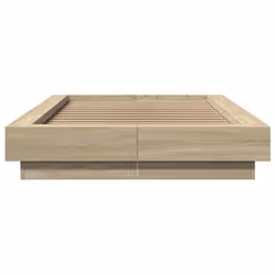 vidaXL Bed Frame and LED Lights Bed Base Mattress Foundation Engineered Wood - sonoma oak, 75 x 190 cm - Additional view 4