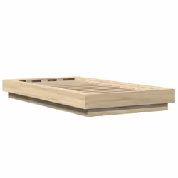 vidaXL Bed Frame and LED Lights Bed Base Mattress Foundation Engineered Wood - sonoma oak, 75 x 190 cm - Additional view 6