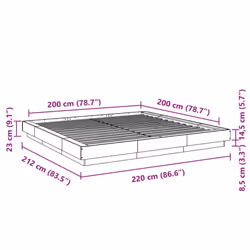 vidaXL Bed Frame Home Bed Base Mattress Foundation Bedstead Engineered Wood - white, 200 x 200 cm - Additional view 3