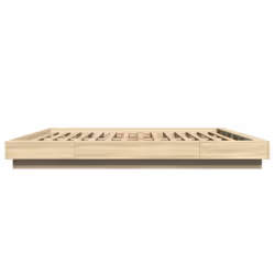 vidaXL Bed Frame Home Bed Base Mattress Foundation Bedstead Engineered Wood - sonoma oak, 200 x 200 cm - Additional view 4
