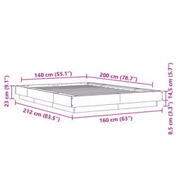 vidaXL Bed Frame Home Bed Base Mattress Foundation Bedstead Engineered Wood - white, 140 x 200 cm - Additional view 3
