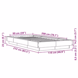 vidaXL Bed Frame Home Bed Base Mattress Foundation Bedstead Engineered Wood - sonoma oak, 100 x 200 cm - Additional view 3