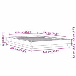 vidaXL Bed Frame Home Bed Base Mattress Foundation Bedstead Engineered Wood - sonoma oak, 120 x 190 cm - Additional view 9