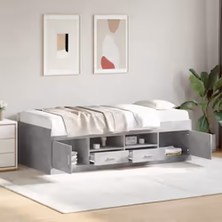 vidaXL Daybed with Drawers Sofa Bed Daybed Couch Guest Bed Engineered Wood - concrete grey, 100 x 200 cm - Additional view 2