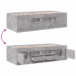 vidaXL Daybed with Drawers Sofa Bed Daybed Couch Guest Bed Engineered Wood - concrete grey, 100 x 200 cm - Additional view 6