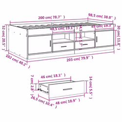 vidaXL Daybed with Drawers Sofa Bed Daybed Couch Guest Bed Engineered Wood - concrete grey, 100 x 200 cm - Additional view 9