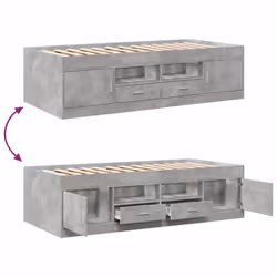 vidaXL Daybed with Drawers Sofa Bed Daybed Couch Guest Bed Engineered Wood - concrete grey, 90 x 190 cm - Additional view 6