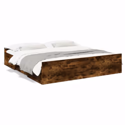 vidaXL Bed Frame with Drawers Bed Base Sonoma Oak 120x200 cm Engineered Wood - smoked oak, 200 x 200 cm