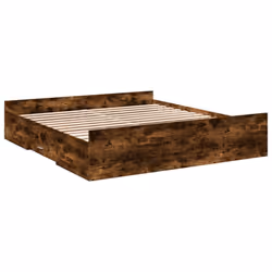 vidaXL Bed Frame with Drawers Bed Base Sonoma Oak 120x200 cm Engineered Wood - smoked oak, 200 x 200 cm
