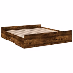 vidaXL Bed Frame with Drawers Bed Base Sonoma Oak 120x200 cm Engineered Wood - smoked oak, 200 x 200 cm - Additional view 5