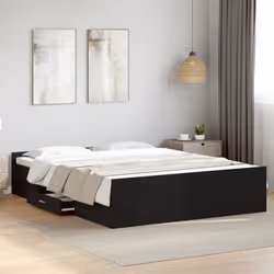 vidaXL Bed Frame with Drawers Bed Base Sonoma Oak 120x200 cm Engineered Wood - black, 160 x 200 cm - Additional view 2