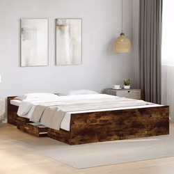 vidaXL Bed Frame with Drawers Bed Base Sonoma Oak 120x200 cm Engineered Wood - smoked oak, 160 x 200 cm